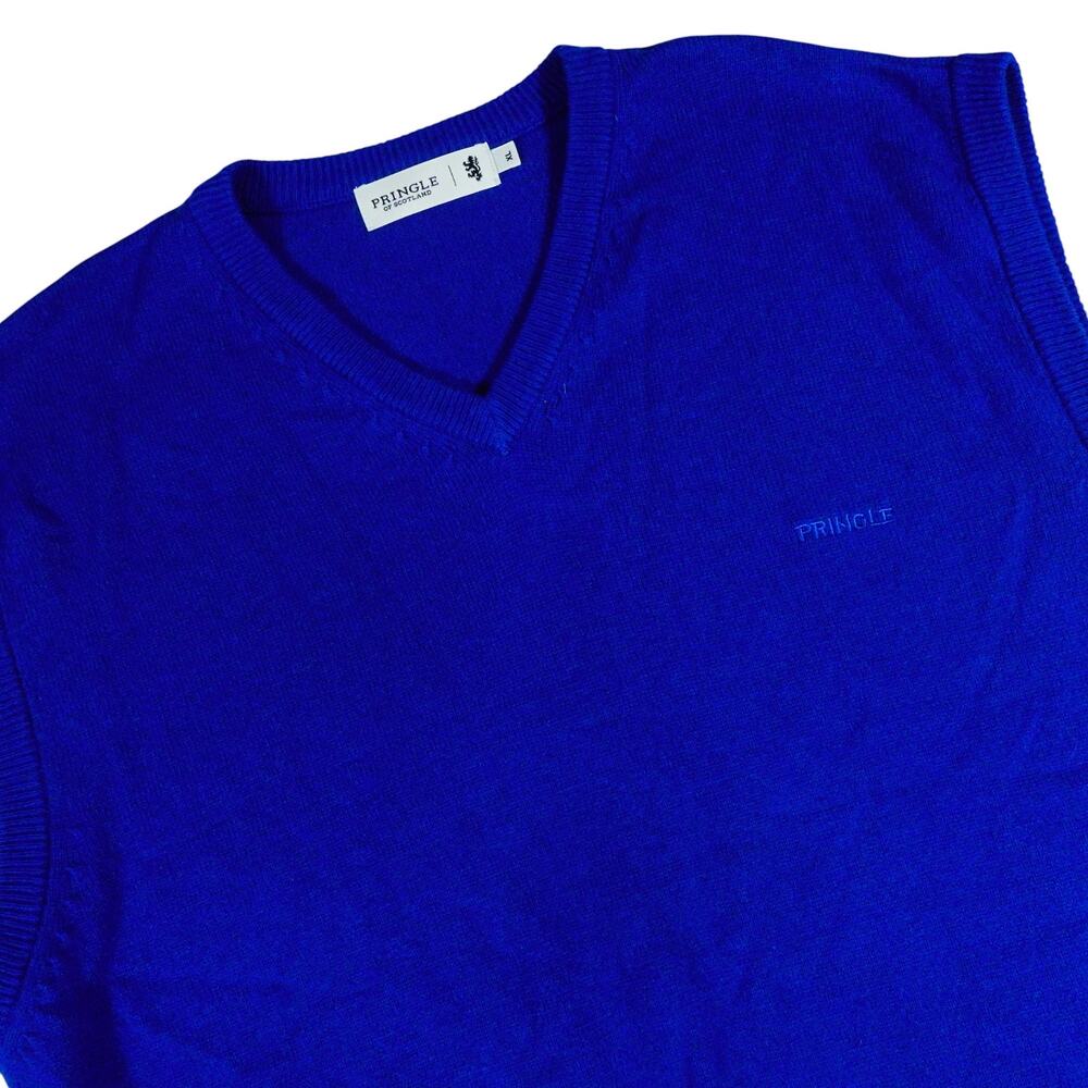 Pringel of Scotland Blue Wool Woolmark Pure Vest Golf Outdoors Preppy Sweater XL